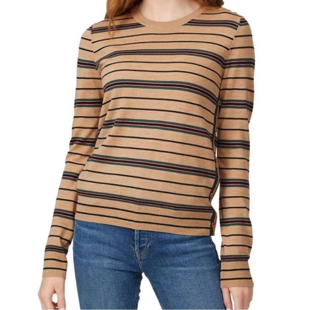 Tory Burch Striped Madeline Crew Neck Sweater